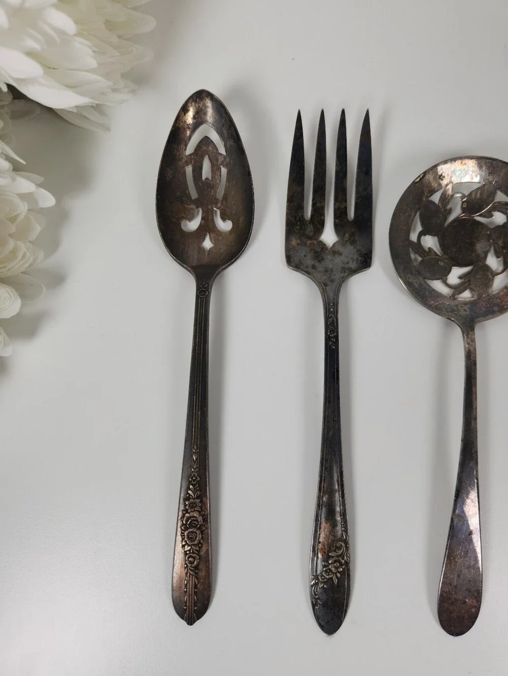 Vintage Silver Plated Serving Utensils Assorted Lot of 5 | Patina | Shabby Chic